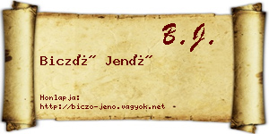 Biczó Jenő névjegykártya